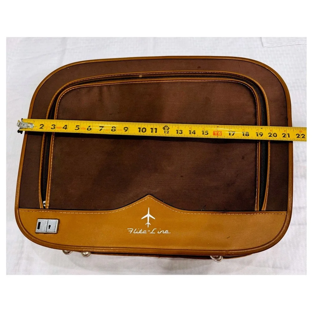 Vintage Flite-Line Carry On Suitcase Luggage Brown Tan 21